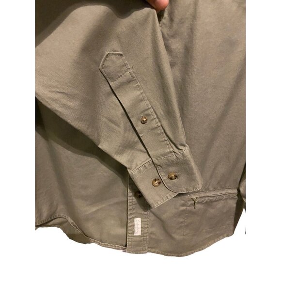 Cabelas Army Green‎ Lightweight Long Sleeve Button Up Shirt Sz M Tall Outdoor - Picture 7 of 11